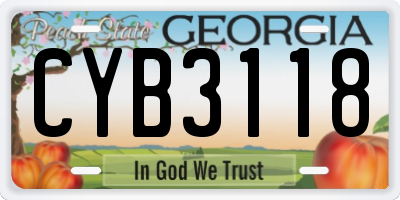 GA license plate CYB3118