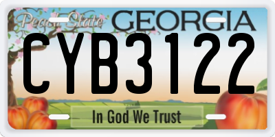 GA license plate CYB3122