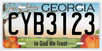 GA license plate CYB3123