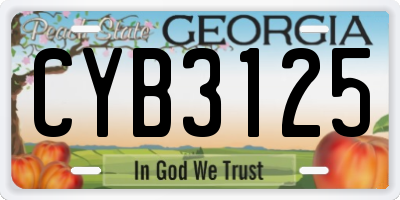 GA license plate CYB3125