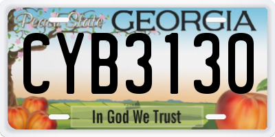 GA license plate CYB3130