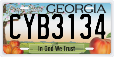 GA license plate CYB3134