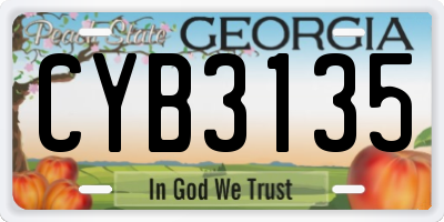 GA license plate CYB3135