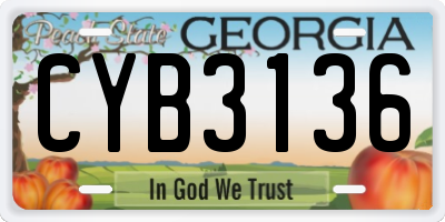 GA license plate CYB3136