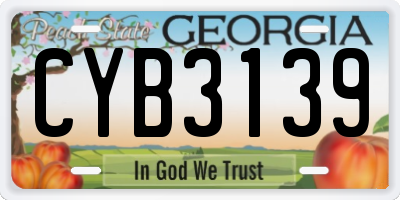 GA license plate CYB3139