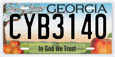 GA license plate CYB3140