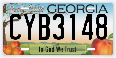 GA license plate CYB3148