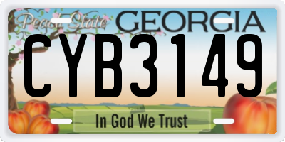 GA license plate CYB3149