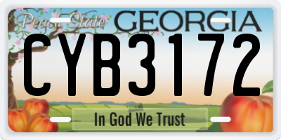GA license plate CYB3172