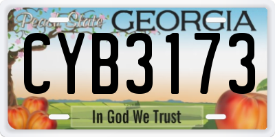 GA license plate CYB3173