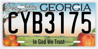 GA license plate CYB3175