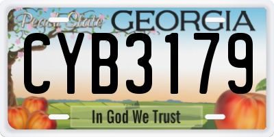 GA license plate CYB3179