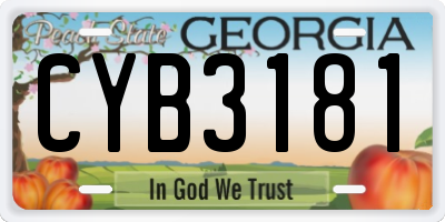 GA license plate CYB3181