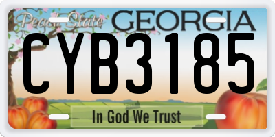 GA license plate CYB3185