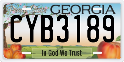 GA license plate CYB3189