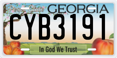 GA license plate CYB3191
