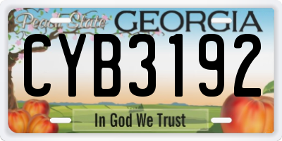 GA license plate CYB3192