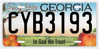 GA license plate CYB3193
