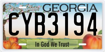 GA license plate CYB3194