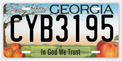 GA license plate CYB3195