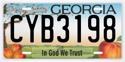 GA license plate CYB3198