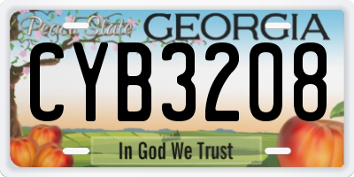 GA license plate CYB3208