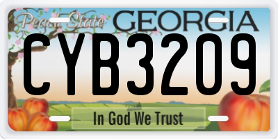 GA license plate CYB3209