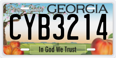 GA license plate CYB3214