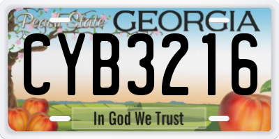 GA license plate CYB3216