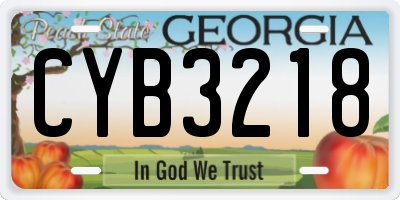 GA license plate CYB3218