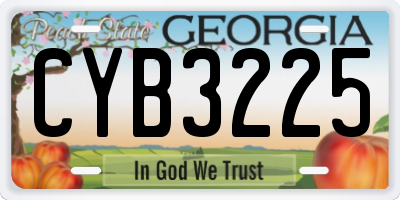 GA license plate CYB3225