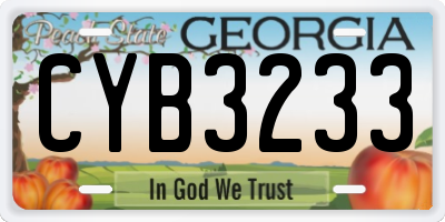 GA license plate CYB3233
