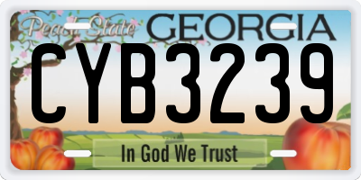 GA license plate CYB3239