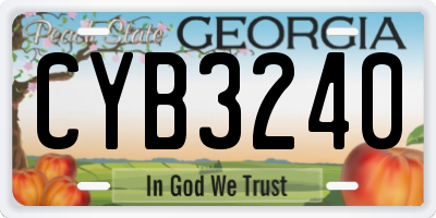 GA license plate CYB3240