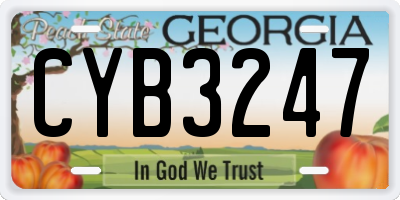 GA license plate CYB3247