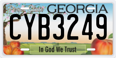 GA license plate CYB3249