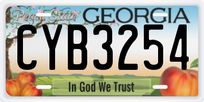 GA license plate CYB3254