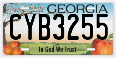 GA license plate CYB3255