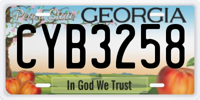 GA license plate CYB3258