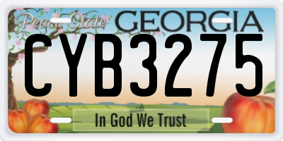 GA license plate CYB3275