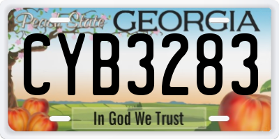 GA license plate CYB3283