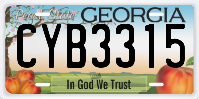 GA license plate CYB3315