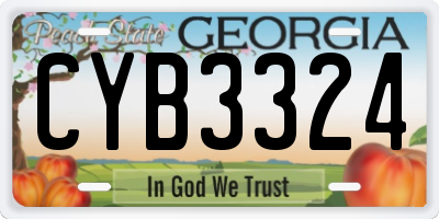GA license plate CYB3324