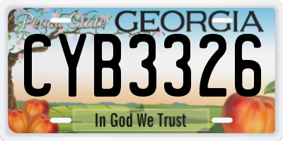 GA license plate CYB3326