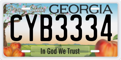 GA license plate CYB3334
