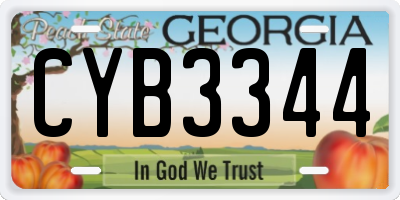 GA license plate CYB3344