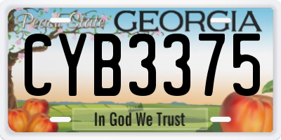 GA license plate CYB3375