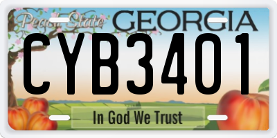 GA license plate CYB3401