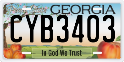 GA license plate CYB3403