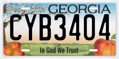 GA license plate CYB3404